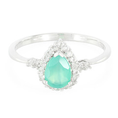 Bague en argent et Calcédoine verte