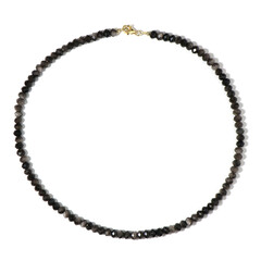 Collier en argent et Obsidienne argentée