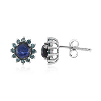 Boucles d'oreilles en argent et Saphir étoilé bleu