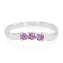 Bague en argent et Saphir pourpre de Ceylan non chauffé