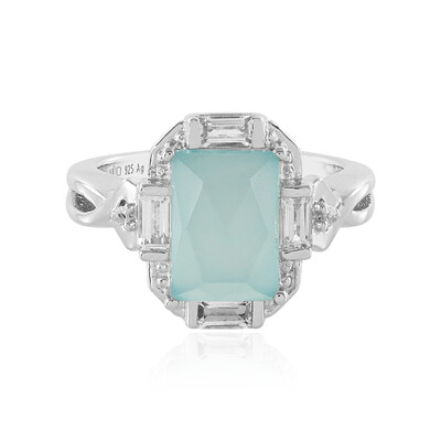 Bague en argent et Calcédoine d'eau