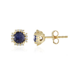 Boucles d'oreilles en argent et Saphir bleu de Madagascar