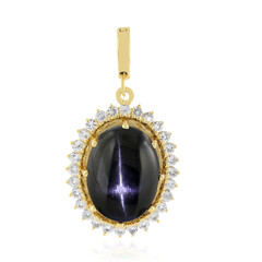 Pendentif en argent et Diopside étoilé d'Inde