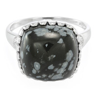 Bague en argent et Obsidienne Flocon-de-Neige