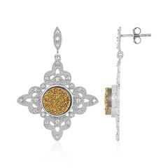 Boucles d'oreilles en argent et Agate étincelante dorée