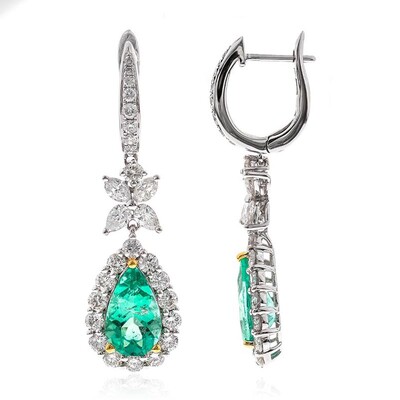 Boucles d'oreilles en or et Emeraude de Colombie (CIRARI)