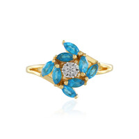 Bague en argent et Apatite bleu néon