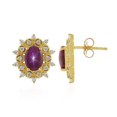 Boucles d'oreilles en argent et Rubis étoilé de Channapatna