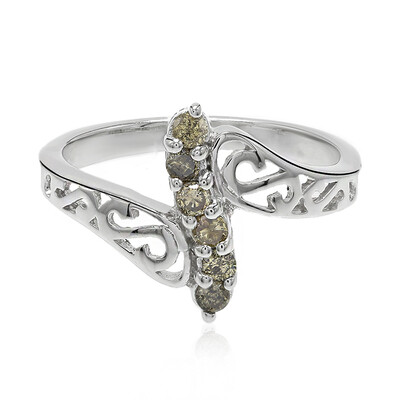 Bague en argent et Diamant champagne