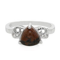 Bague en argent et Obsidienne acajou