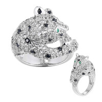 Bague en argent et Saphir noir(Adela Silber)