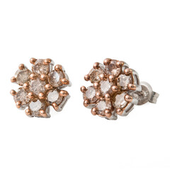 Boucles d'oreilles en argent et Diamant champagne