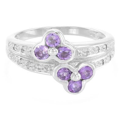 Bague en argent et Améthyste Rose de France