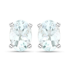 Boucles d'oreilles en argent et Aigue-marine