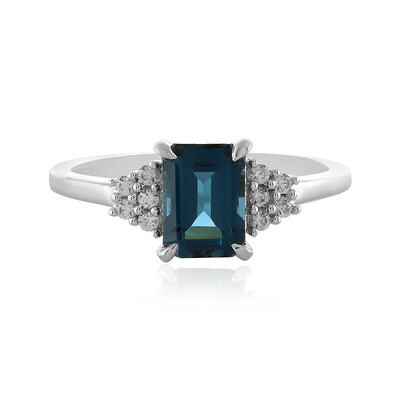 Bague en argent et Topaze bleu de Londres