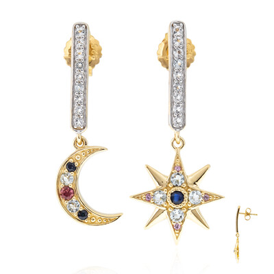Boucles d'oreilles en argent et Saphir bleu