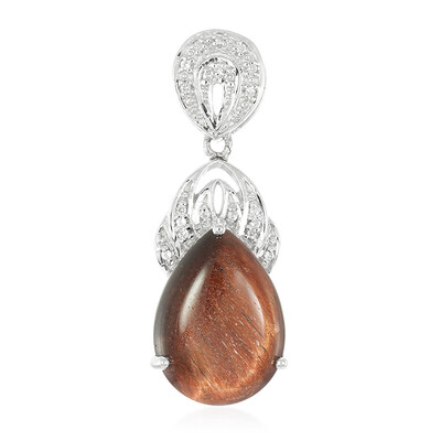 Pendentif en argent et Œil-de-tigre rouge