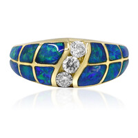 Bague en or et Opale noire de Lightning Ridge (CIRARI)