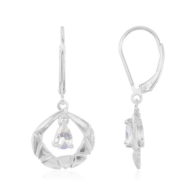 Boucles d'oreilles en argent et Pierre de Lune arc-en-ciel