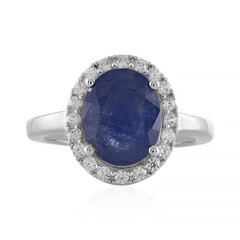 Bague en argent et Saphir bleu du Mozambique