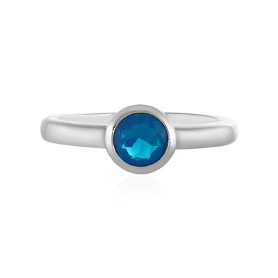 Bague en argent et Opale bleue d'Éthiopie