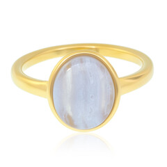 Bague en argent et Agate zonée bleue