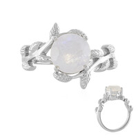 Bague en argent et Pierre de Lune arc-en-ciel