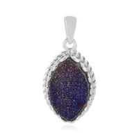 Pendentif en argent et Agate étincelante bleu cobalt