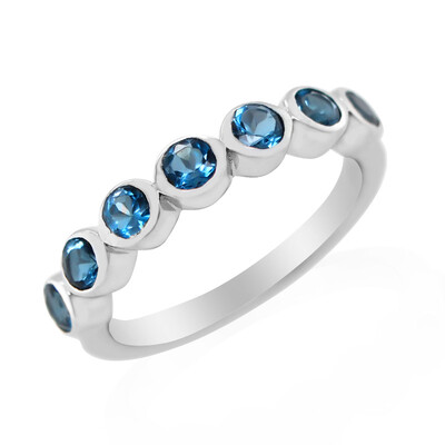 Bague en argent et Topaze bleu de Londres
