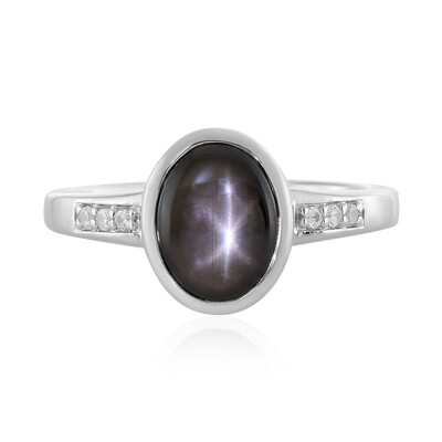 Bague en argent et Saphir étoilé noir