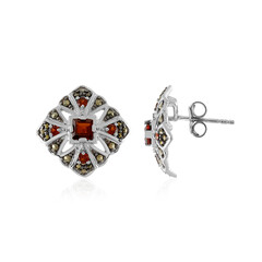 Boucles d'oreilles en argent et Grenat rouge