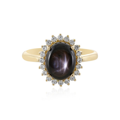 Bague en or et Saphir étoilé noir