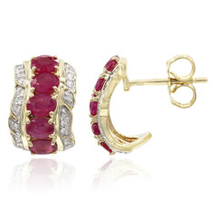 Boucles d'oreilles en or et Rubis de Madagascar