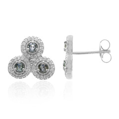 Boucles d'oreilles en argent et Saphir vert non chauffé