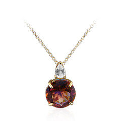 Collier en argent et Quartz mystique cognac