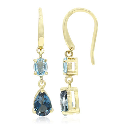 Boucles d'oreilles en or et Topaze bleu de Londres