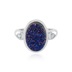 Bague en argent et Agate scintillante bleue