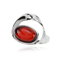 Bague en argent et Ambre rouge de Colombie