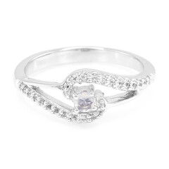 Bague en argent et Pierre de Lune arc-en-ciel