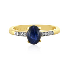 Bague en argent et Saphir étoilé bleu