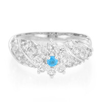 Bague en argent et Apatite bleu néon