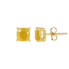 Boucles d'oreilles en argent et Saphir jaune de Madagascar