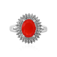 Bague en argent et Opale rouge d'Éthiopie