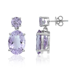 Boucles d'oreilles en argent et Améthyste Rose de France