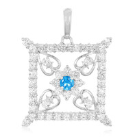 Pendentif en argent et Apatite bleu néon