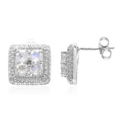 Boucles d'oreilles en argent et Pierre de Lune arc-en-ciel