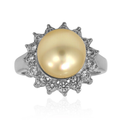 Bague en argent et Perle dorée des mers du Sud Kabira (TPC)
