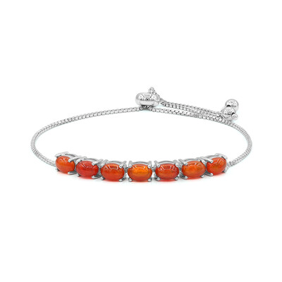 Bracelet en argent et Opale rouge d'Éthiopie
