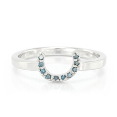 Bague en argent et Diamant bleu roi