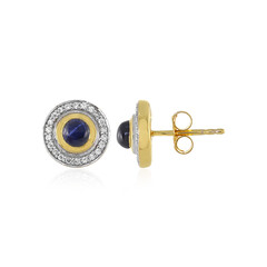 Boucles d'oreilles en argent et Saphir étoilé bleu